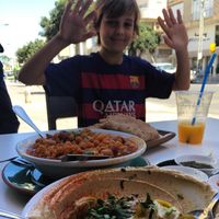 a healthy Vegan Hummus Lunch at Etzel Micha - Micha's Humus in Tel Aviv