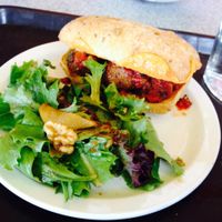 Gardein 'meatball' sub with Daiya cheese at Raven's Nest in Whistler