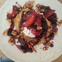 Weekly special pancakes-plum and candied walnuts at Heal.Thy Self Co in Yarraville