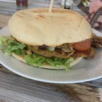 Burger with hemp patty at Veganatural in Giessen
