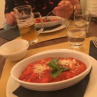 Vegan gnocchi with vegan parmesan at Origano Trevi in Rome