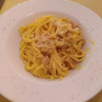 Spaghetti Carbonara (with vegan ham) at Origano Trevi in Rome