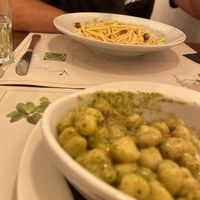 Pesto gnocchi (front)  at Origano Trevi in Rome
