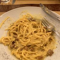 Vegan Spaghetti carbonara  at Origano Trevi in Rome