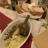 Artichoke and bread with oil also vegan  at Origano Trevi in Rome