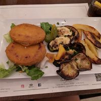 Soy cutlets with delicious aubergines and baked potatoes at Origano Trevi in Rome