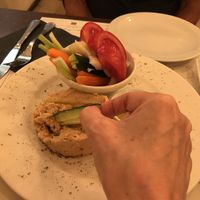Hummus with raw veggies  at Origano Trevi in Rome