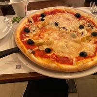 Vegan pizza with artichoke, mushrooms, olives, vegan cheese. €13 at Origano Trevi in Rome