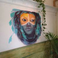 Beautiful art work at Jungle Cafe in Brooklyn