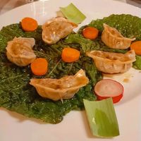 Ravioli di seitan al vapore con salsa di soia e verdure at Albaspina in Monticello Conte Otto