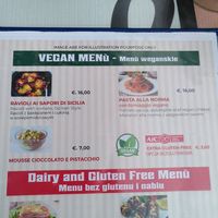 Vegan menu at Licchio's Bar in Taormina