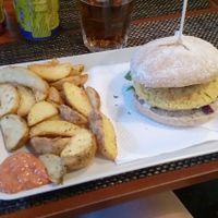the chickpea burger! at Black Mamba Burgers and Records in Porto