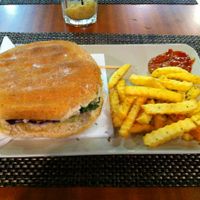 'Doom burger' with french fries :) at Black Mamba Burgers and Records in Porto