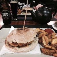 tasty bread, but way to dry burgers at Black Mamba Burgers and Records in Porto