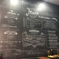 Menu board  at Black Mamba Burgers and Records in Porto