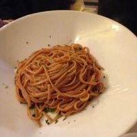 Farro linguine with fresh pesto (underneath the pasta, mixed it up right after picture). at Ristorante Da Mario alla Fava in Venice