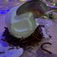 Chocolate Spaghetti with Mint Ice Cream  at Ristorante Da Mario alla Fava in Venice