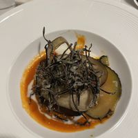Aubergine flan in tomato stew at Ristorante Da Mario alla Fava in Venice