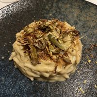 Trofie pasta with crispy artichokes  at Ristorante Da Mario alla Fava in Venice