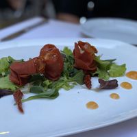 Bresola stuffed with smoked tofu cream  at Ristorante Da Mario alla Fava in Venice
