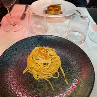 Spaghetti with bronte pistachio cream at Ristorante Da Mario alla Fava in Venice