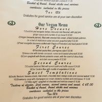 Vegan section of the menu at Ristorante Da Mario alla Fava in Venice