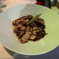 Homemade potato gnocchi with red chicory and hazelnut flavoured with sage at Ristorante Da Mario alla Fava in Venice