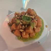 Red gnocchi with walnut and pine nut pesto   at Ristorante Da Mario alla Fava in Venice