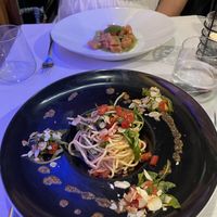 Gnocchi and cold spaghetti first course, very interesting   at Ristorante Da Mario alla Fava in Venice