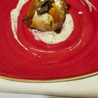 Beetroot pastry with truffle oil paste at Ristorante Da Mario alla Fava in Venice