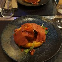 Gourmet foccacia and vegan bressaola at Ristorante Da Mario alla Fava in Venice