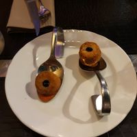 Appertizer : falafel on gaspacho at Ristorante Da Mario alla Fava in Venice