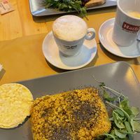 (Up) Eggplant Parmigiano (Down) Crumble of Tempeh on a bed of potatoes   at Il Vegano Bistrot in Florence