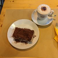Tiramisu and Cappuccino at Il Vegano Bistrot in Florence