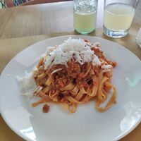 Soya Ragu tagliatelle at Il Vegano Bistrot in Florence