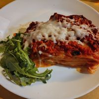 Lasaña de seitán at Il Vegano Bistrot in Florence