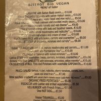 English menu  at Il Vegano Bistrot in Florence