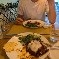 Lasagne vegan and melanzane alla parmigiana  at Il Vegano Bistrot in Florence