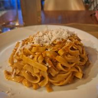 Fresh Tagliatelle with Seitan Stew at Il Vegano Bistrot in Florence
