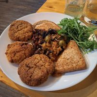 Brown Rice Croquettes with Caponata Stew at Il Vegano Bistrot in Florence