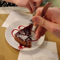 Delicious Raspberry cheesecake at Il Vegano Bistrot in Florence