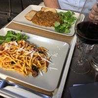 Amazing pasta on their patio at Il Vegano Bistrot in Florence