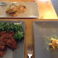 Lasagne (curcumin/turmeric), seitan stroganoff, mock chicken(tempeh) salad. at Il Vegano Bistrot in Florence