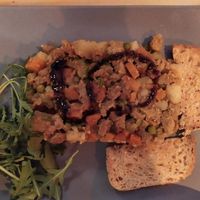 Vegan lupine flan with vegetables at Il Vegano Bistrot in Florence