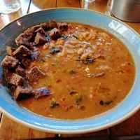 Soup with croutons at Il Borgo Verde in Frascati