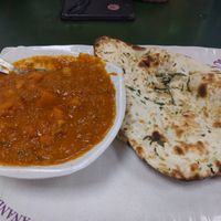 Channa massala and garlic naan bread, delicious and spicy! at Ananda Bhavan - Syed Alwi Rd in Central Singapore