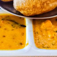 2 types of curry at  Ballaji Bhaawan in Central Singapore