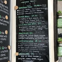 Food menu at Vermont Juice Company in Burlington