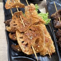 Upclose of the greasy “grilled” items  at Greendot 绿一点 - Paya Lebar in Central Singapore
