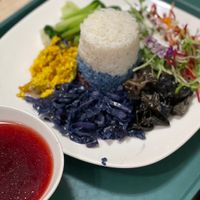 Organic rainbow brown rice set  at Kampung Senang EcoHarmony Cafe 轻安地球村 in Central Singapore